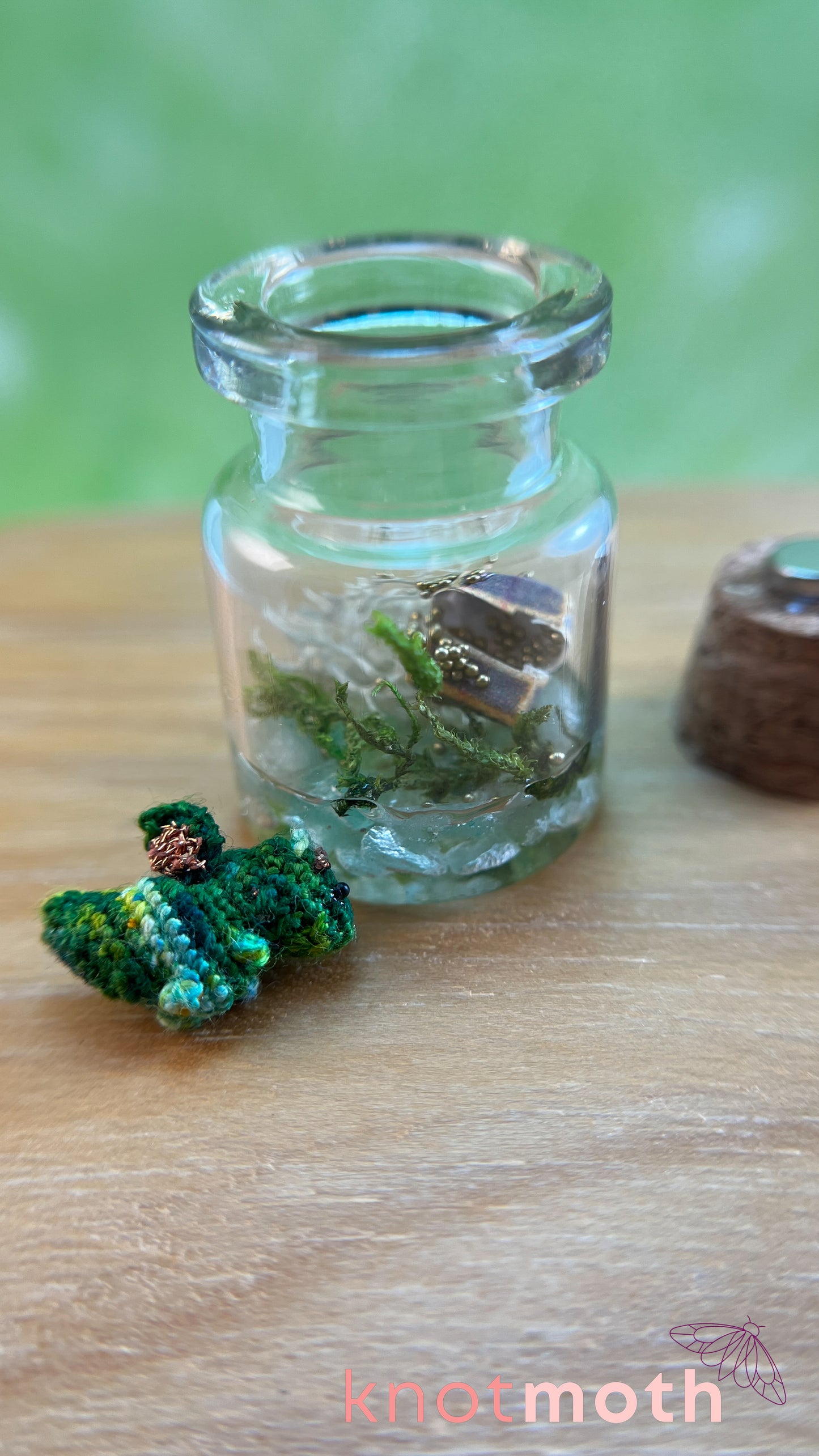 Devon Dragon with Treasure Chest Micro Crochet Terrarium Jar (removable, magnetic)