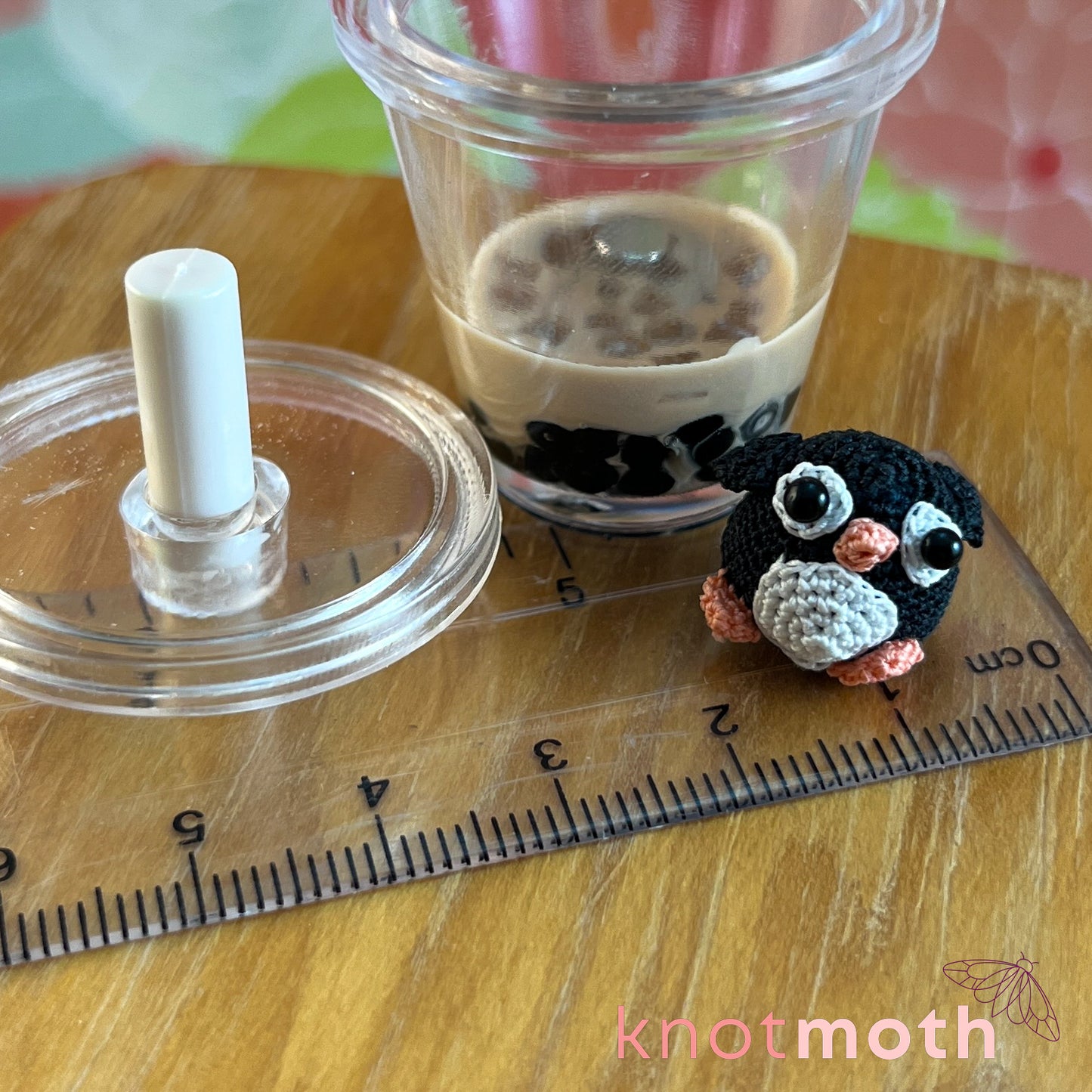Ping Boba Tea-nguin Iced Boba Tea Micro Crochet Penguin Trinket (removable, magnetic)
