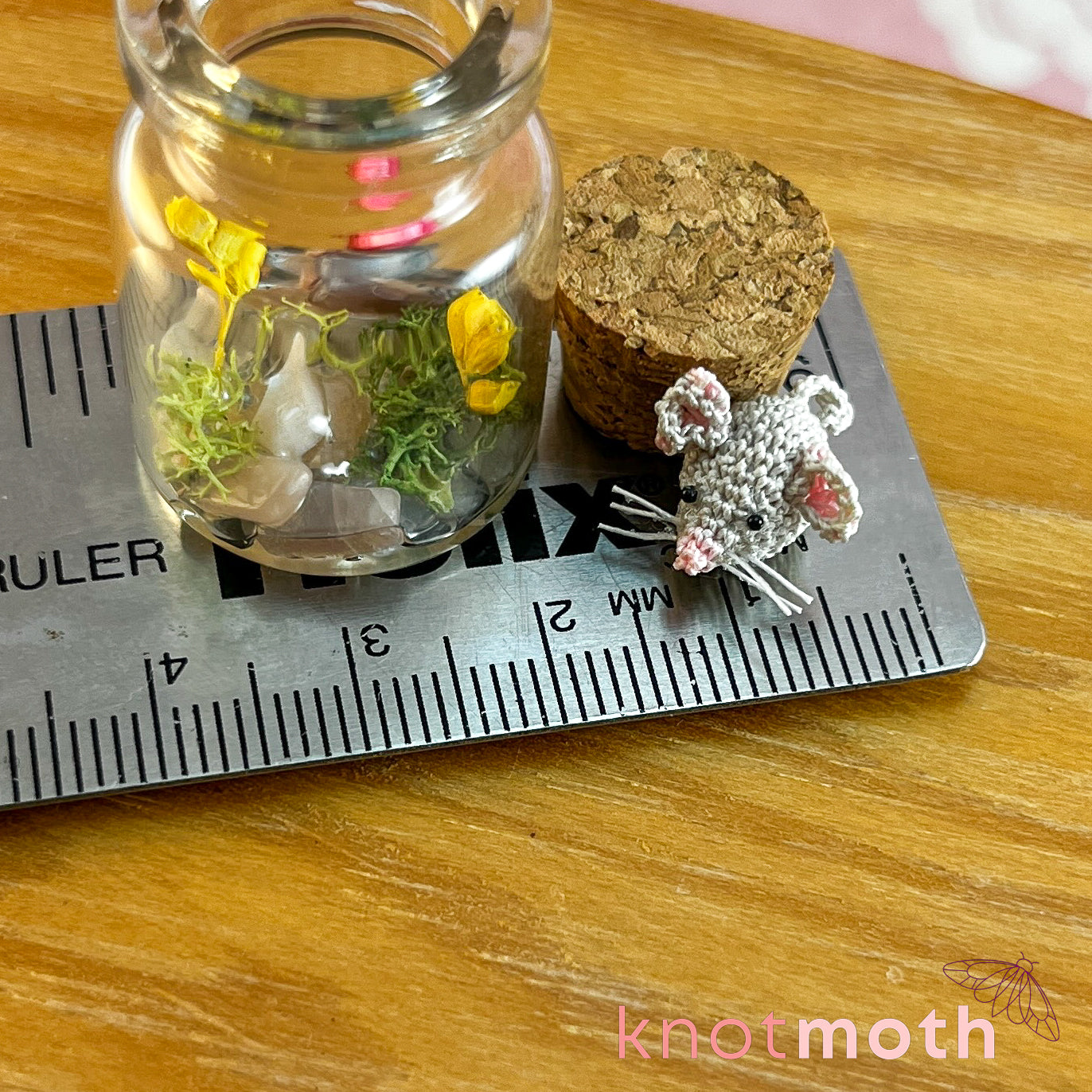 Maisey Mouse Micro Crochet Terrarium Jar (removable)