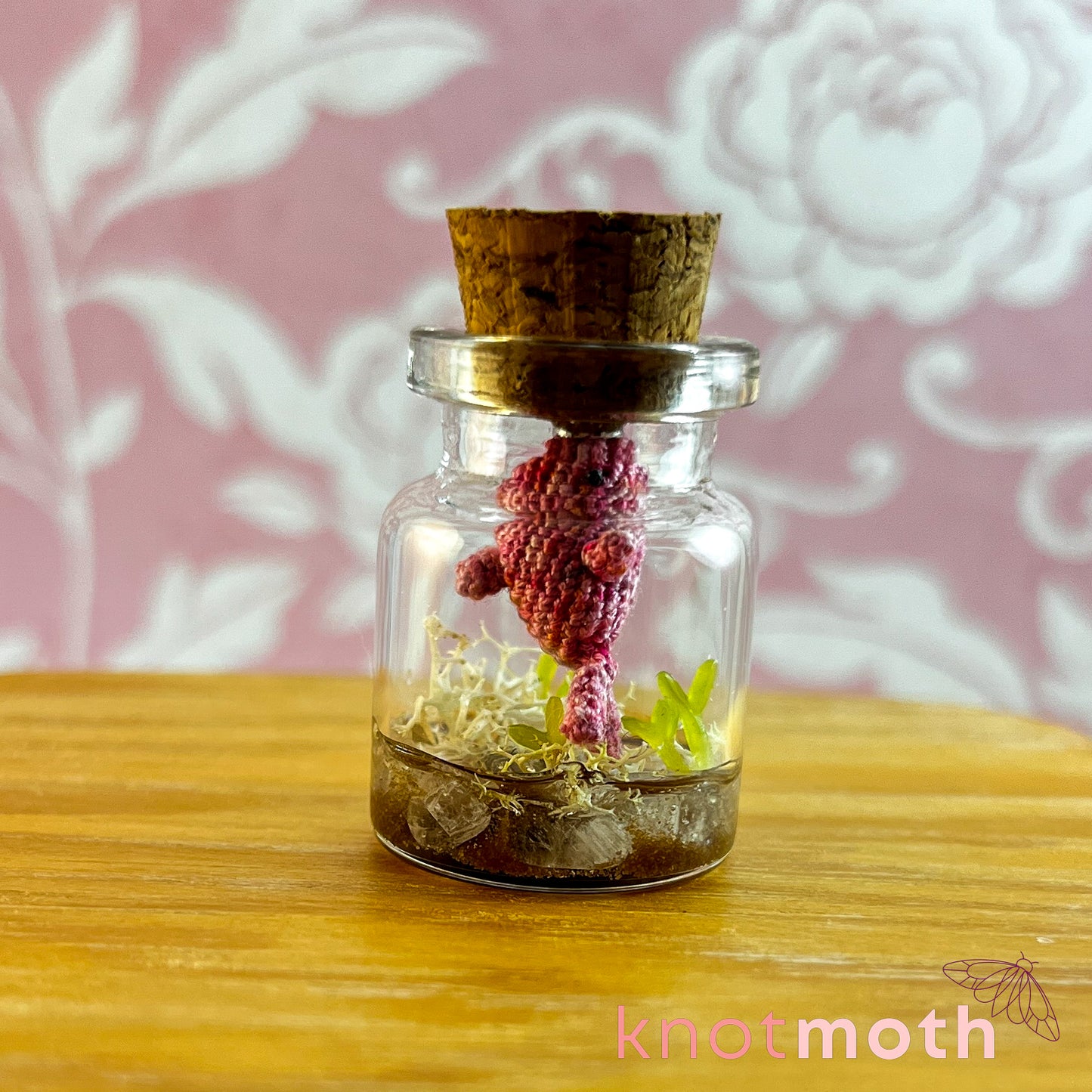 Juanita the Sleeping Whale Micro Crochet Aquarium Jar (removable, magnetic)