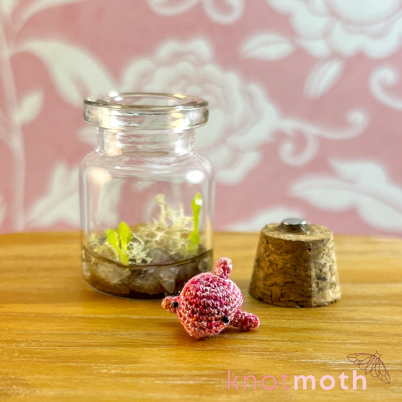 Juanita the Sleeping Whale Micro Crochet Aquarium Jar (removable, magnetic)