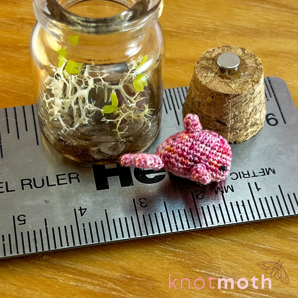 Juanita the Sleeping Whale Micro Crochet Aquarium Jar (removable, magnetic)