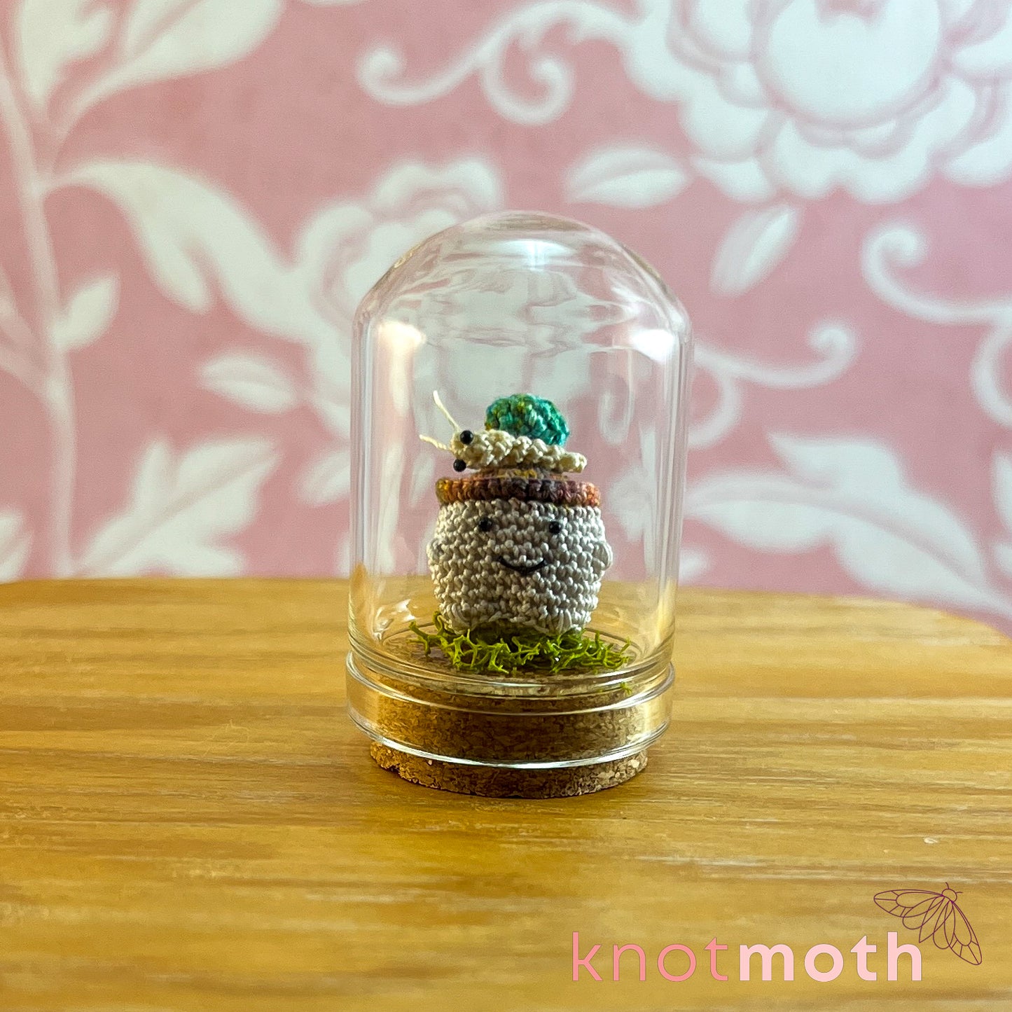 Murphy Mushling and Sutton Snail Micro Crochet Terrarium Jar (removable, magnetic)