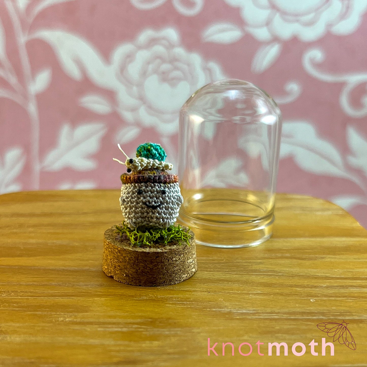Murphy Mushling and Sutton Snail Micro Crochet Terrarium Jar (removable, magnetic)