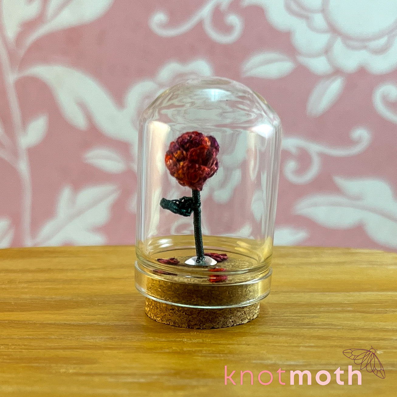 Rose Bell Jar Micro Crochet Jar (removable, magnetic)