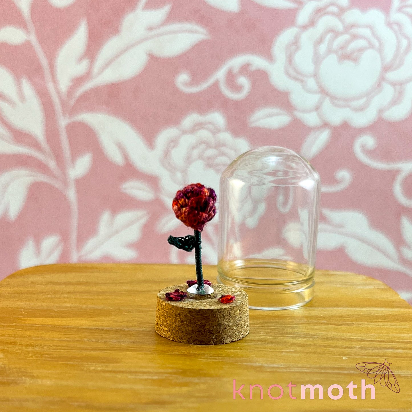Rose Bell Jar Micro Crochet Jar (removable, magnetic)