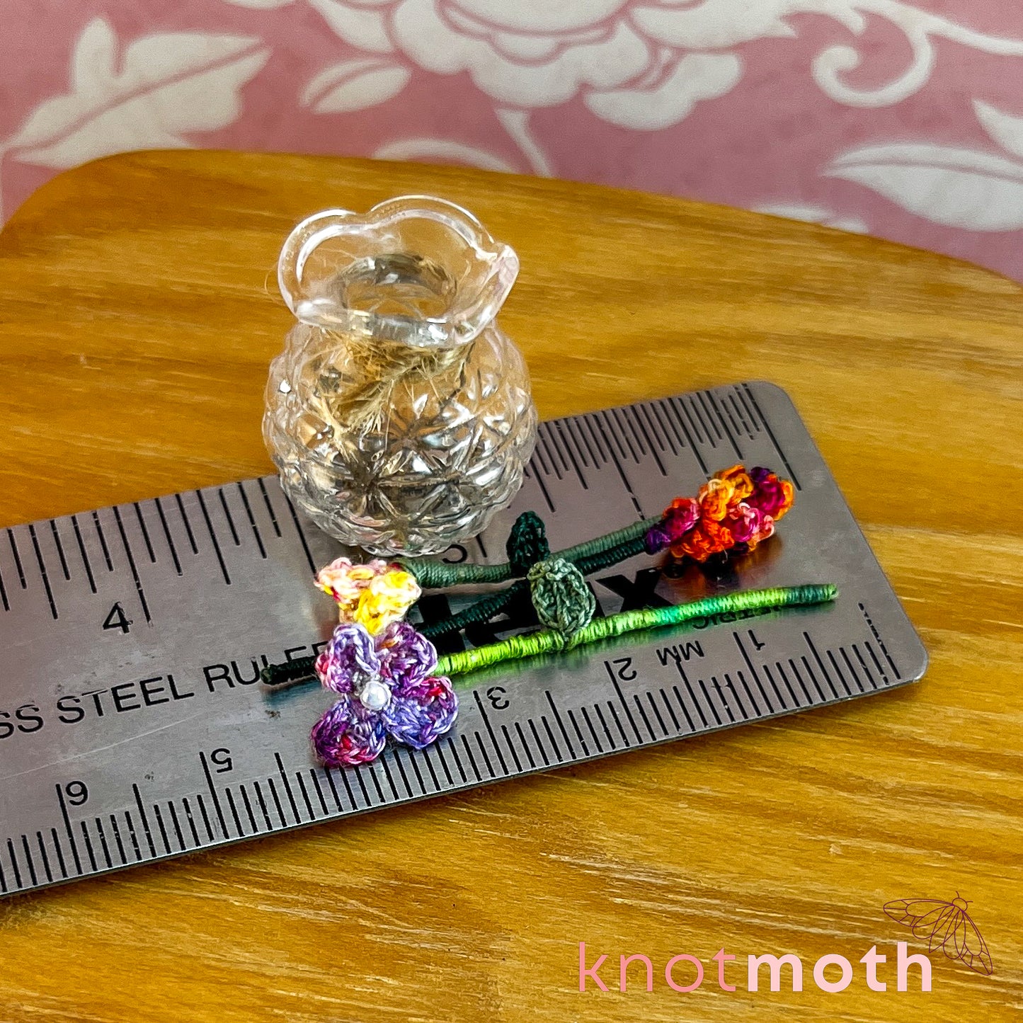 Micro Crochet Flower Bouquet in Vase (removable, magnetic)