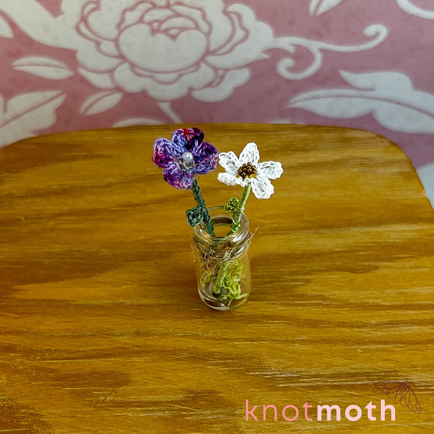 Micro Crochet Flower Bouquet in Mini Jar (removable, magnetic)
