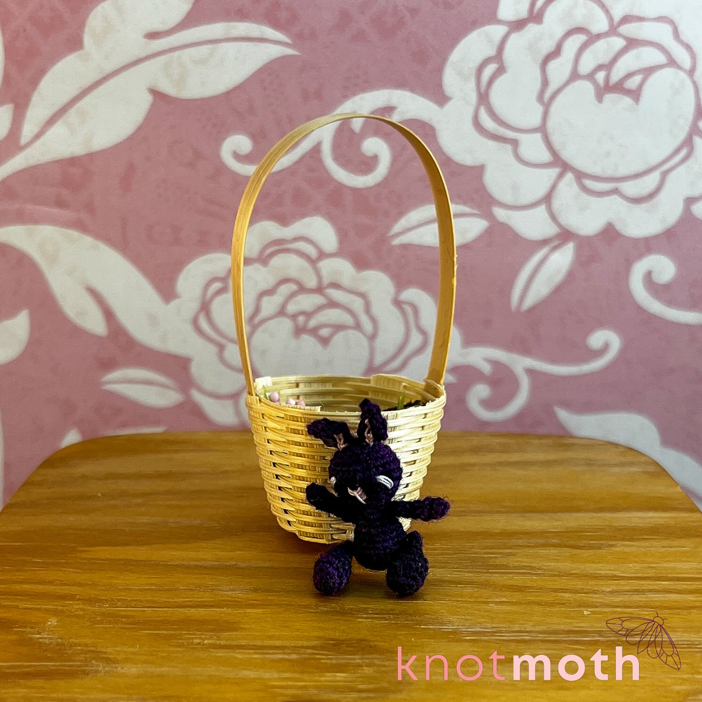Beverly Bunny Micro Crochet Easter Basket (removable, magnetic)
