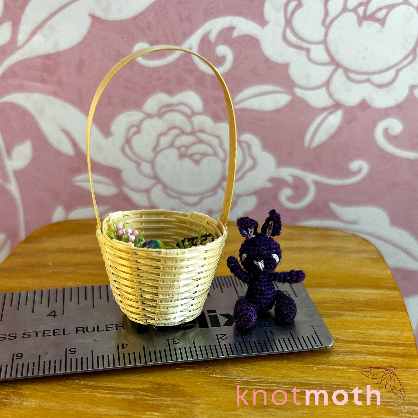 Beverly Bunny Micro Crochet Easter Basket (removable, magnetic)