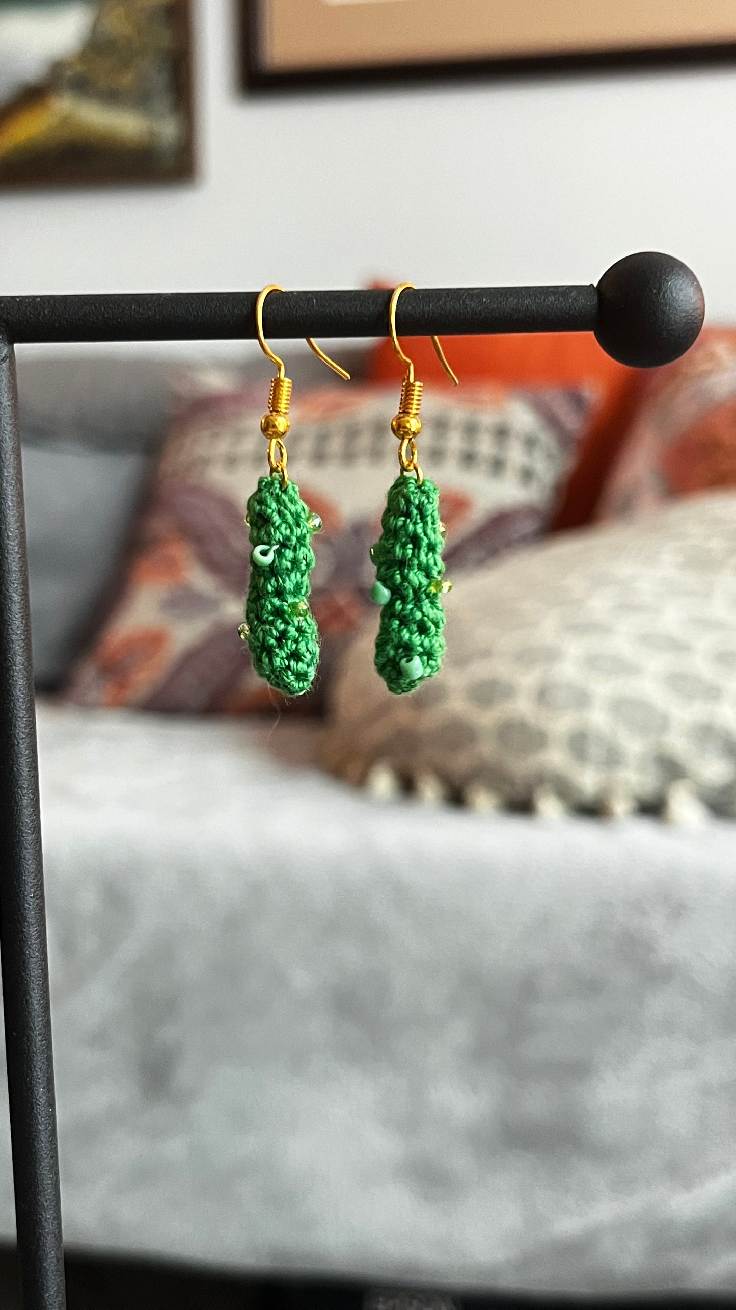 Pickle Micro Crochet Earrings