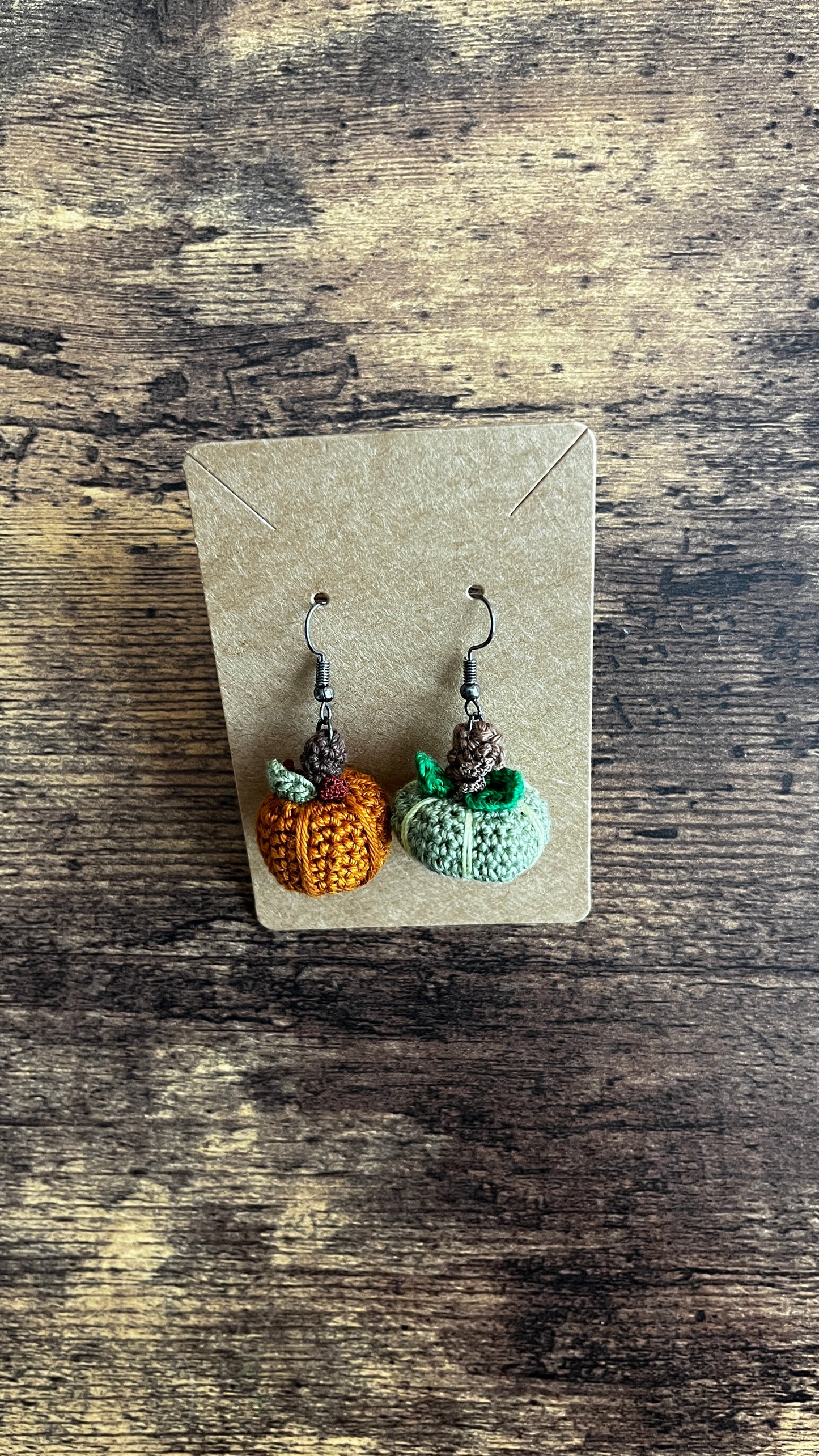 Mismatched Large Pumpkin Patch Micro Crochet Earrings
