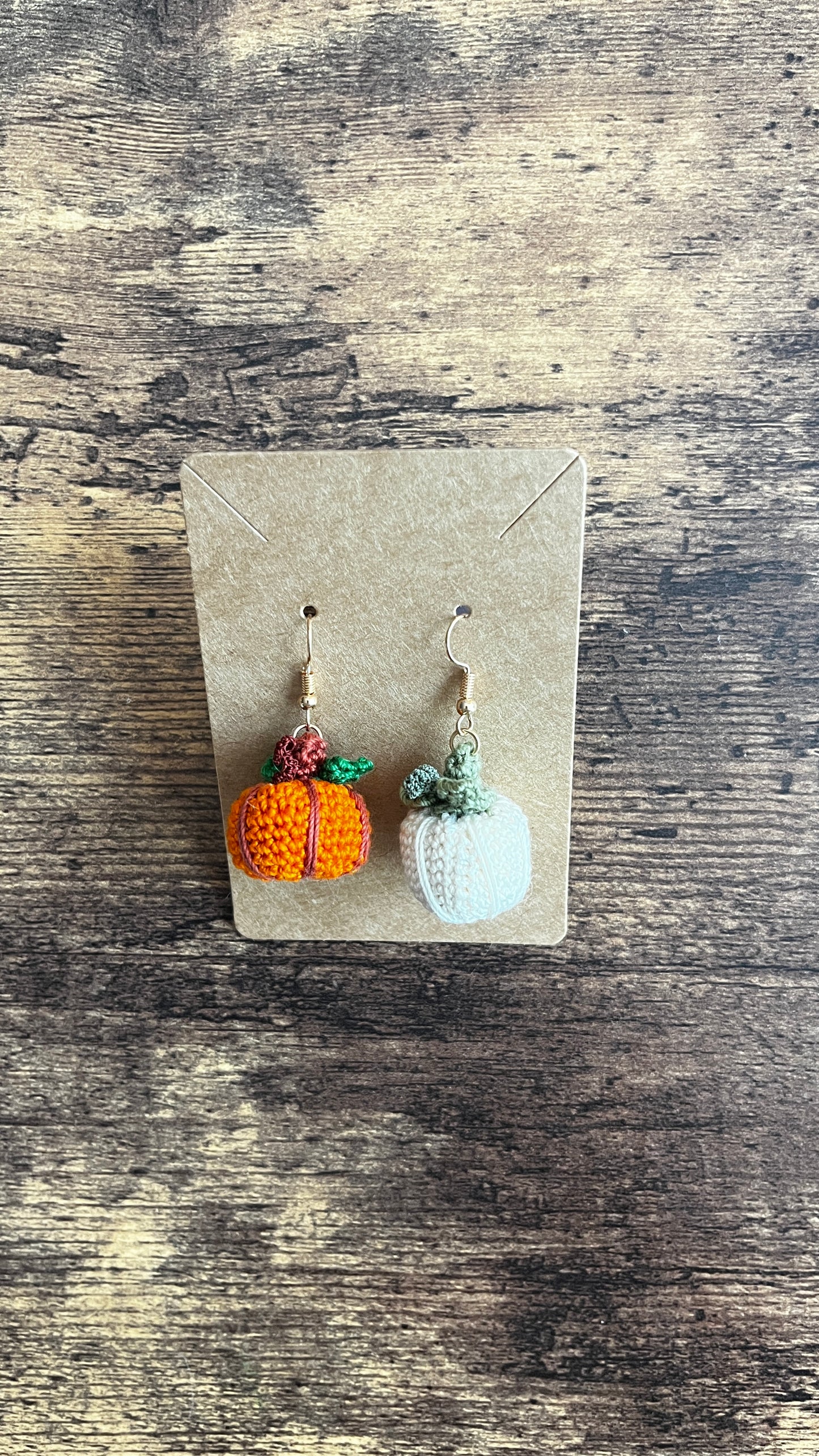 Mismatched Large Pumpkin Patch Micro Crochet Earrings