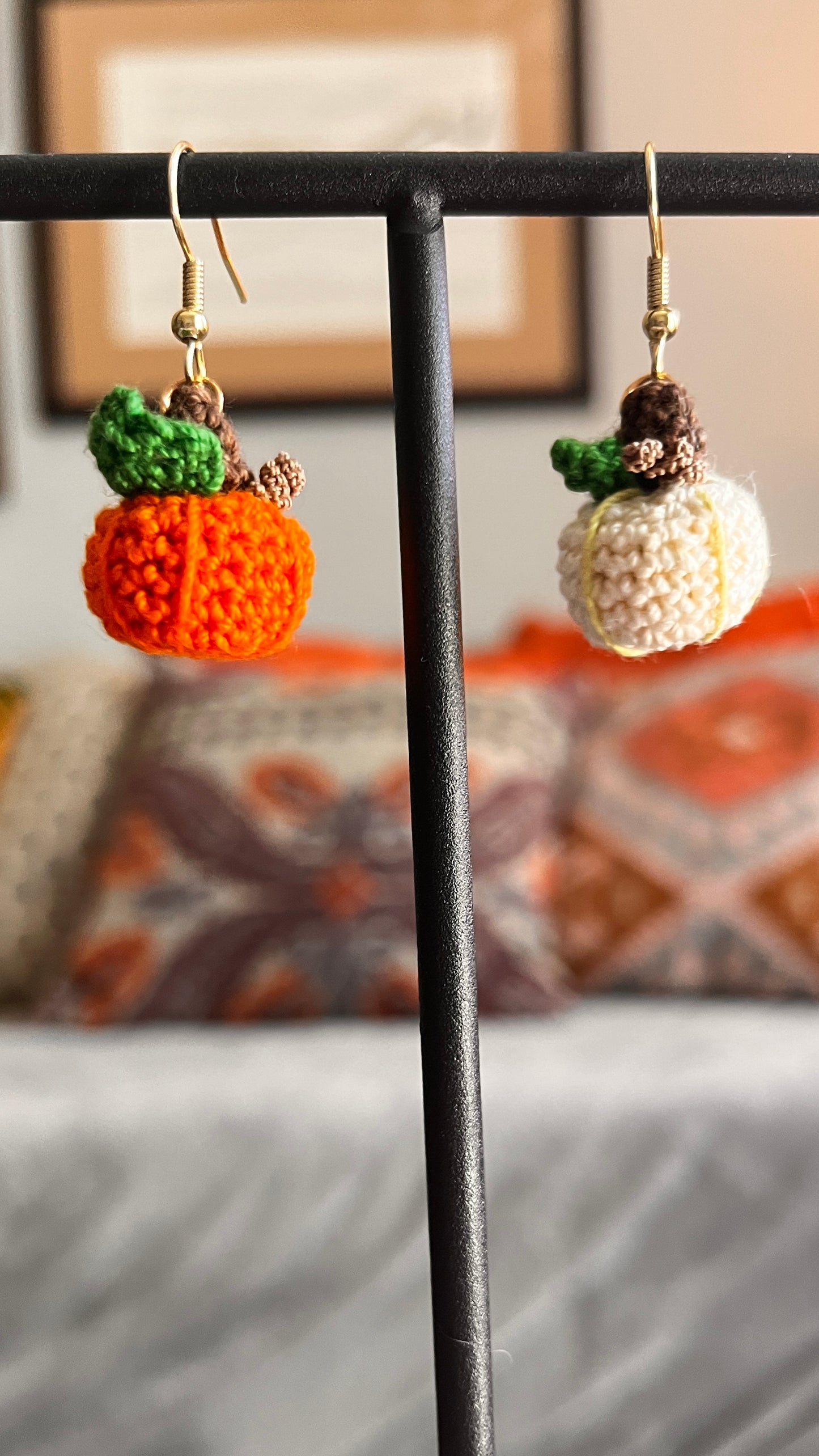 Mismatched Pumpkin Patch Crochet Earrings