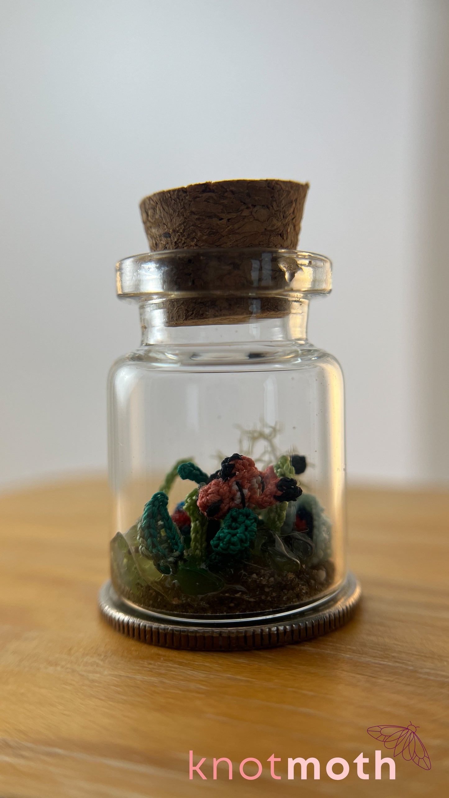 Clownfish and Coral Aquarium Micro Crochet Aquarium Jar (Removable)