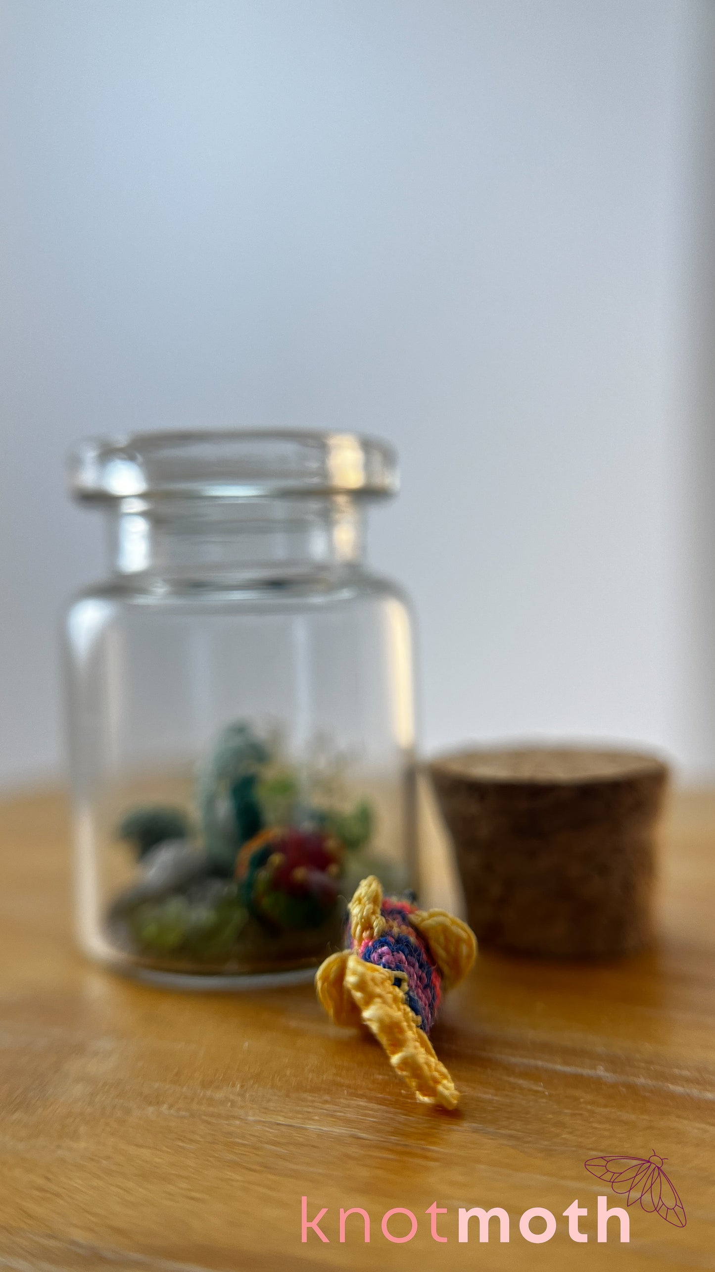 Rainbow Fish and Coral Aquarium Medium Micro Crochet Specimen Jar (Removable)