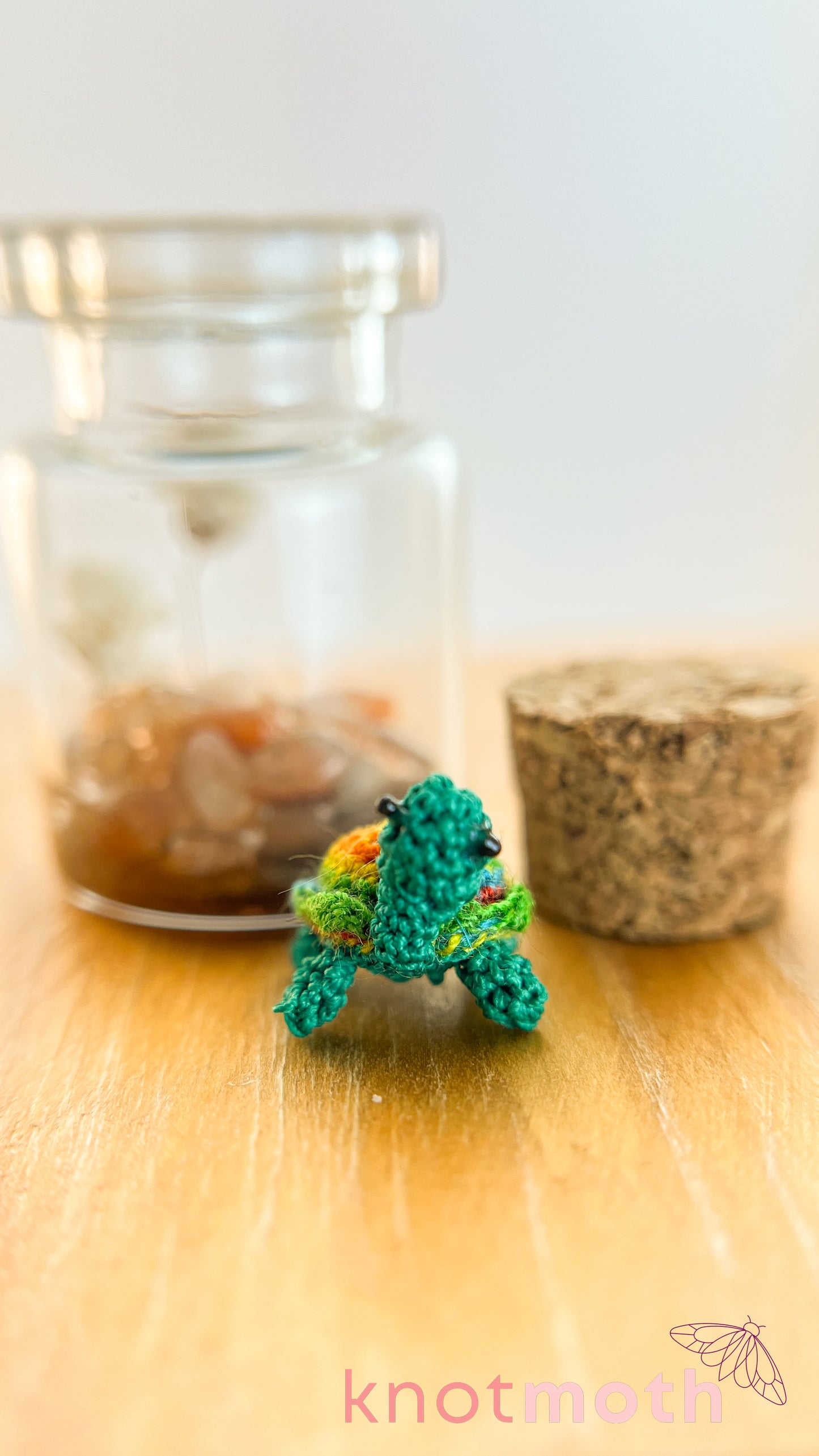Tally Turtle Micro Crochet Terrarium Jar (Magnetic, Removable)