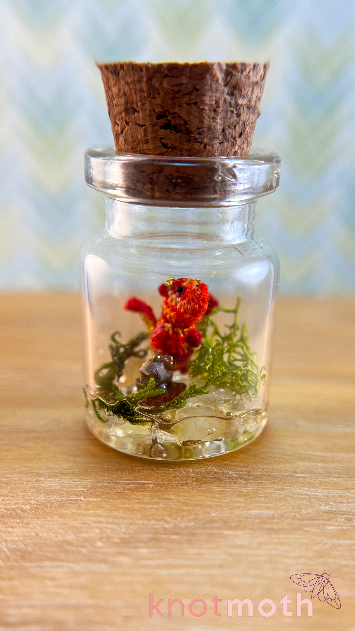 Terry Dragon with Treasure Chest Micro Crochet Terrarium Jar (removable, magnetic)