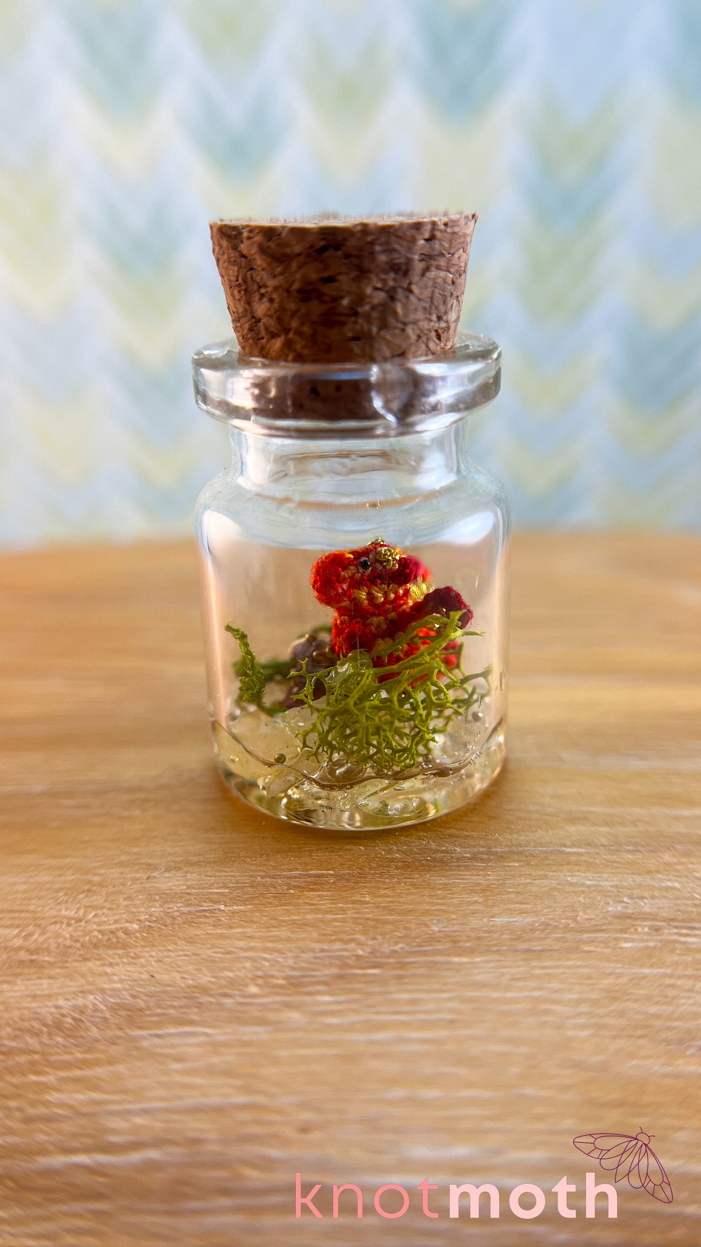 Terry Dragon with Treasure Chest Micro Crochet Terrarium Jar (removable, magnetic)