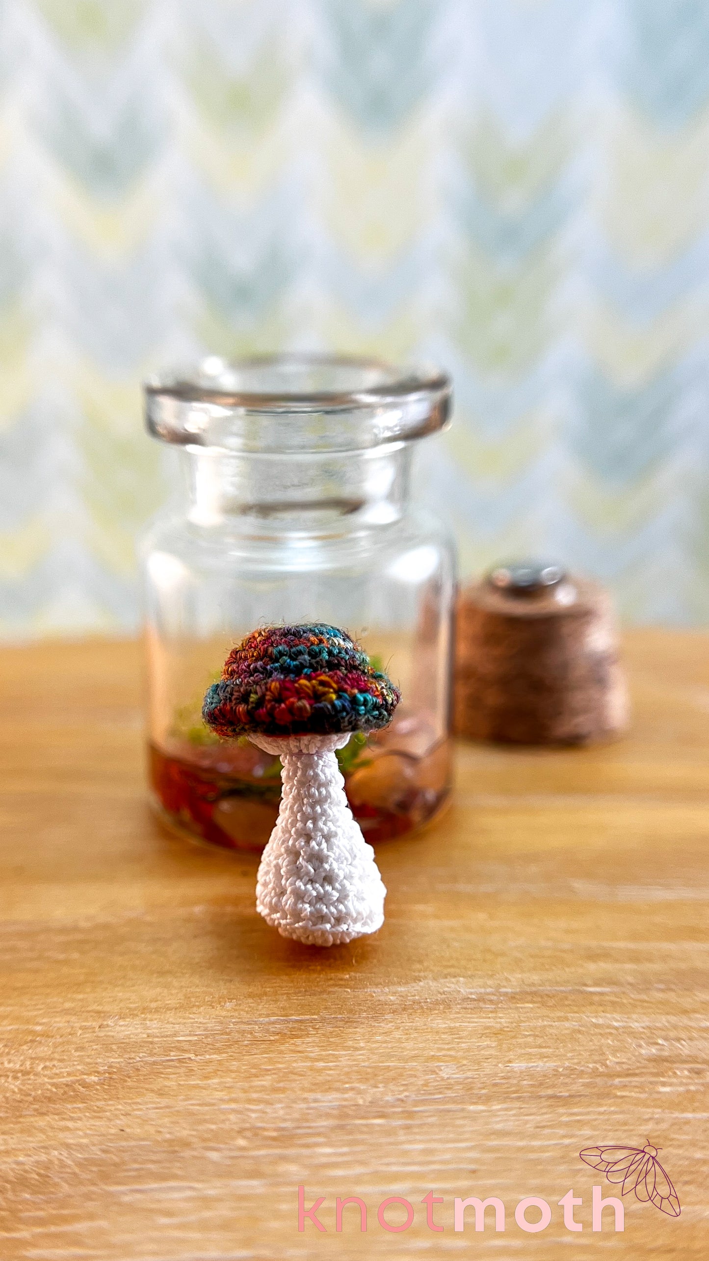 Molly Mushroom Micro Crochet Terrarium Jar (removable, magnetic)