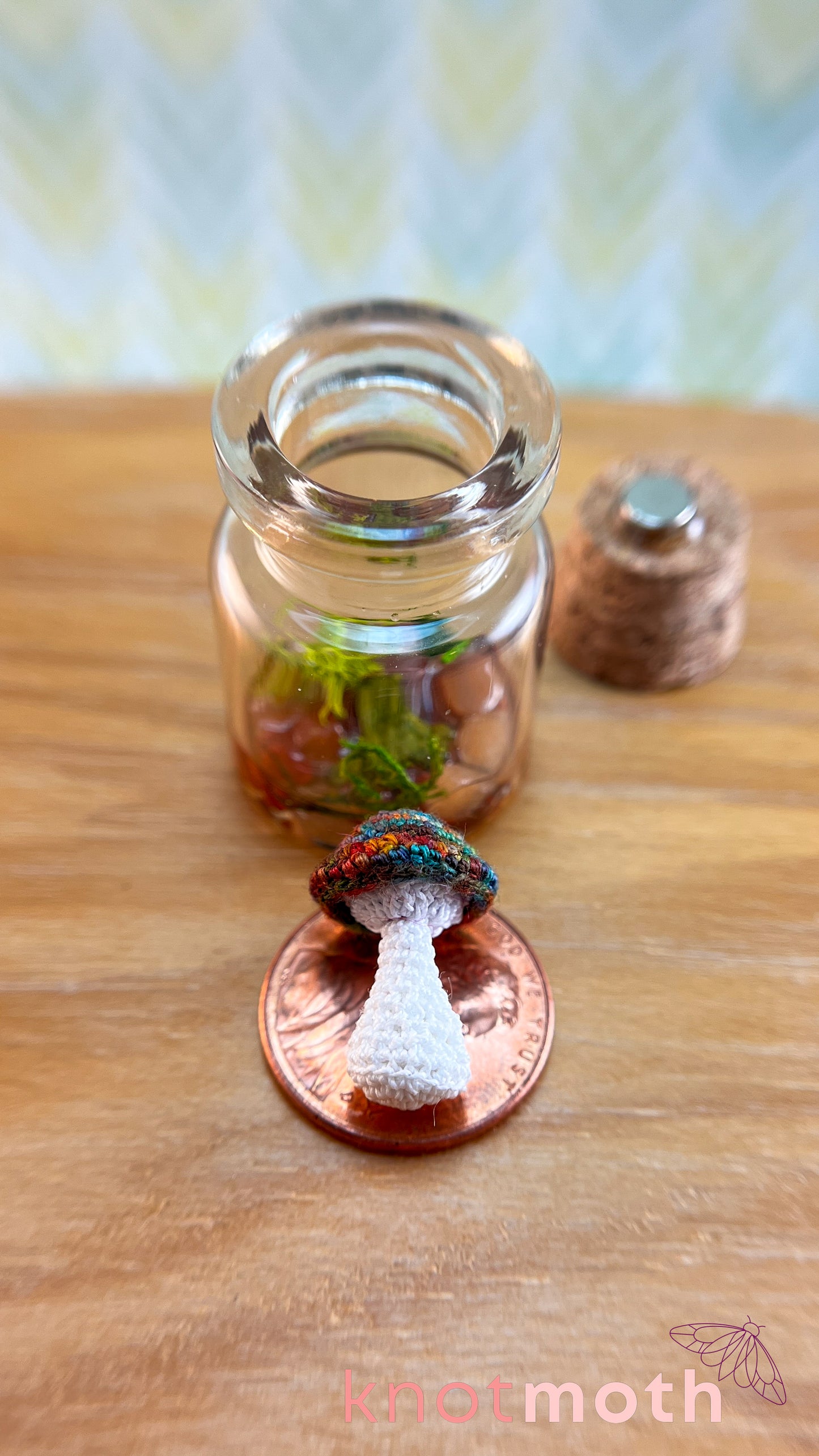 Molly Mushroom Micro Crochet Terrarium Jar (removable, magnetic)