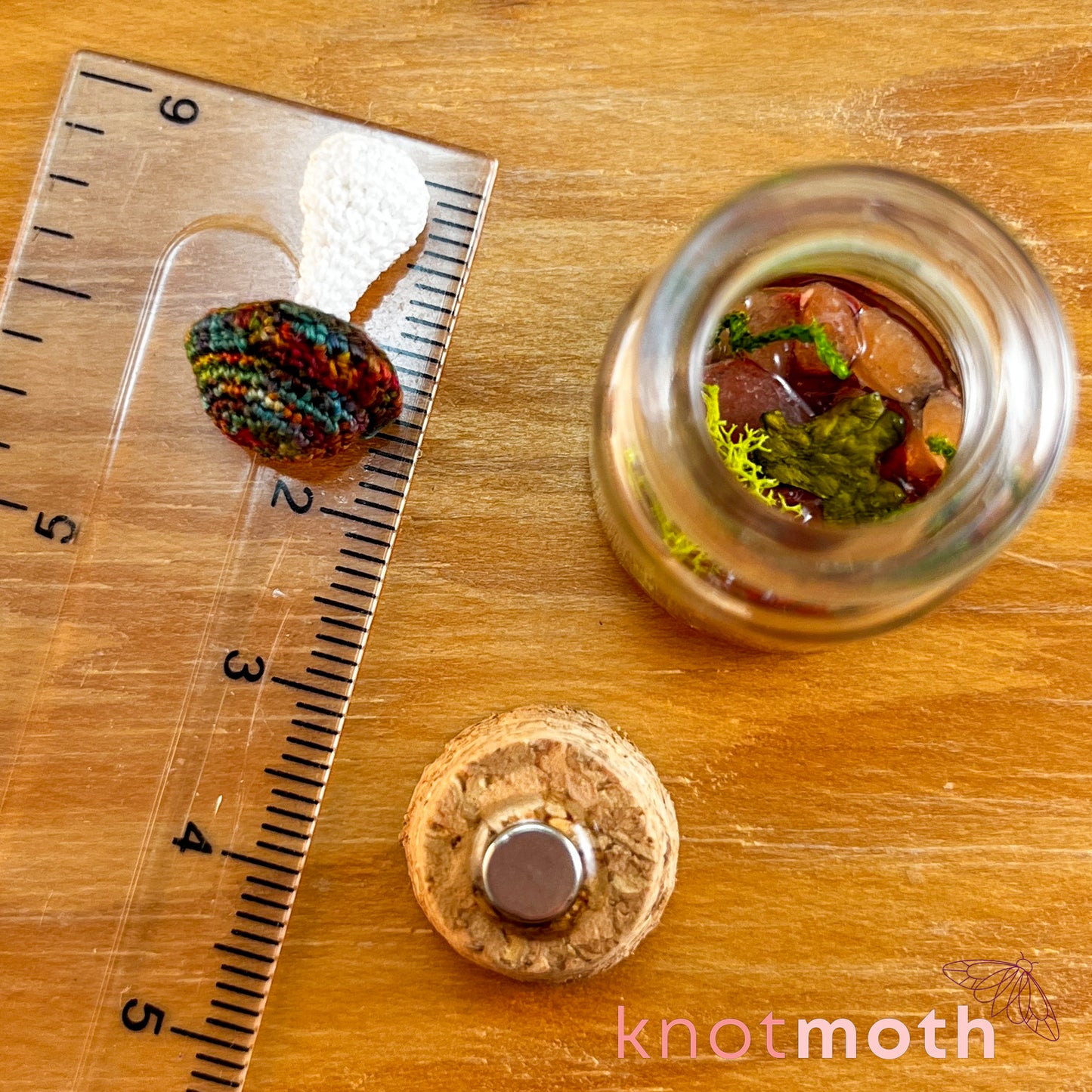 Molly Mushroom Micro Crochet Terrarium Jar (removable, magnetic)