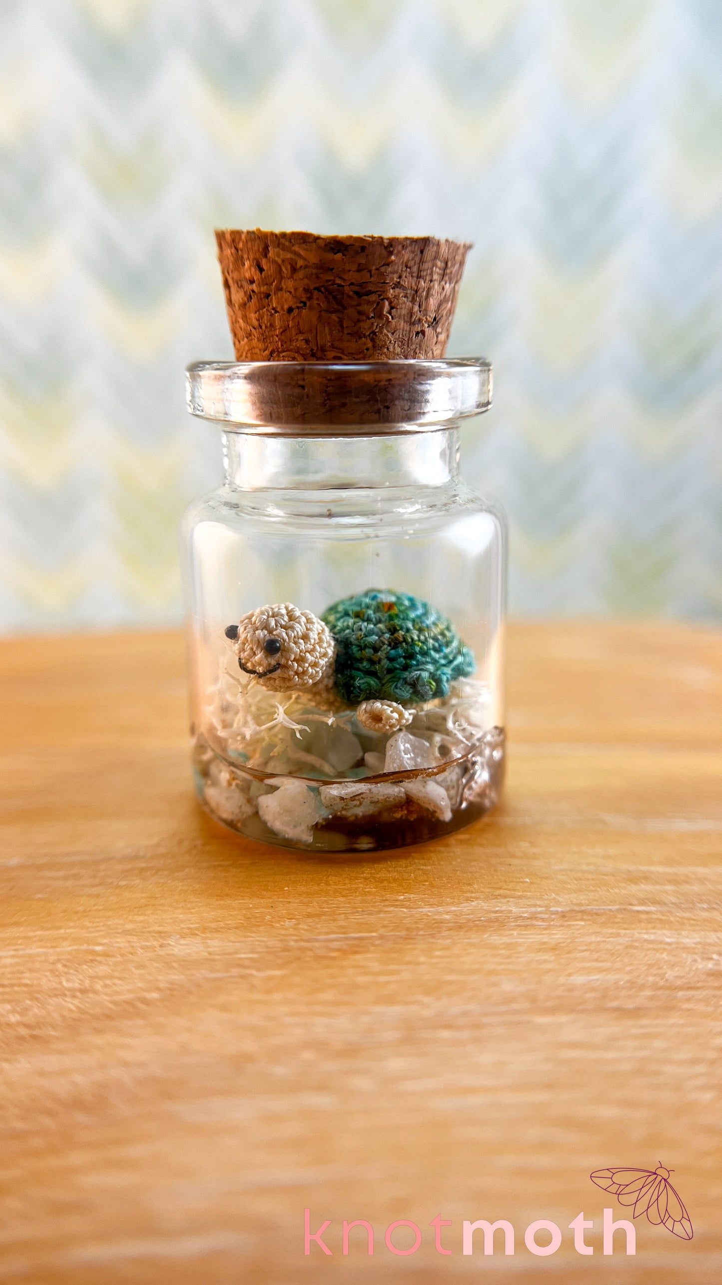 Tran Turtle Micro Crochet Terrarium Jar (removable, magnetic)