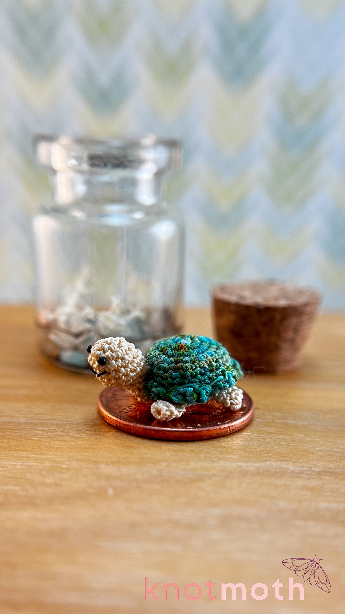 Tran Turtle Micro Crochet Terrarium Jar (removable, magnetic)
