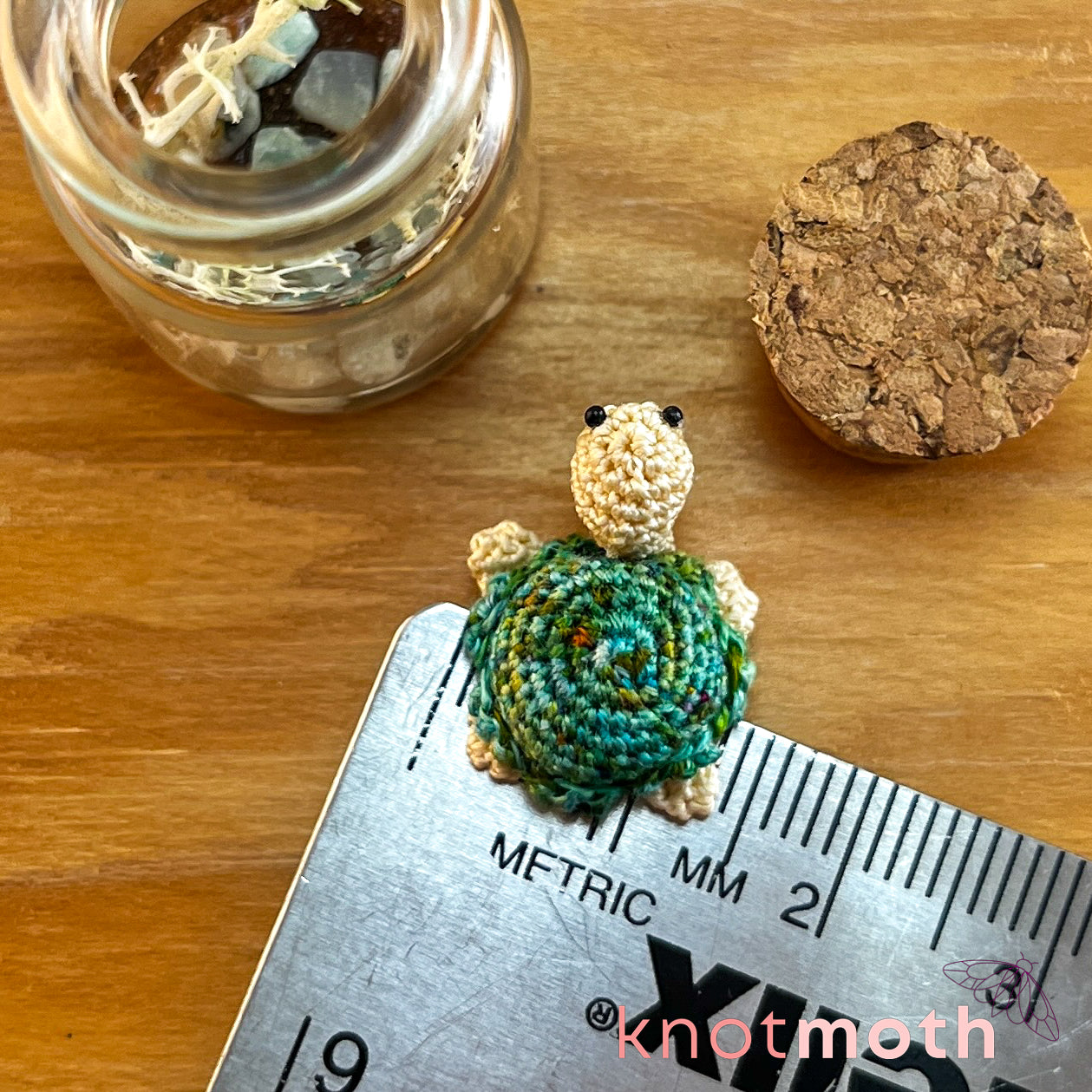 Tran Turtle Micro Crochet Terrarium Jar (removable, magnetic)