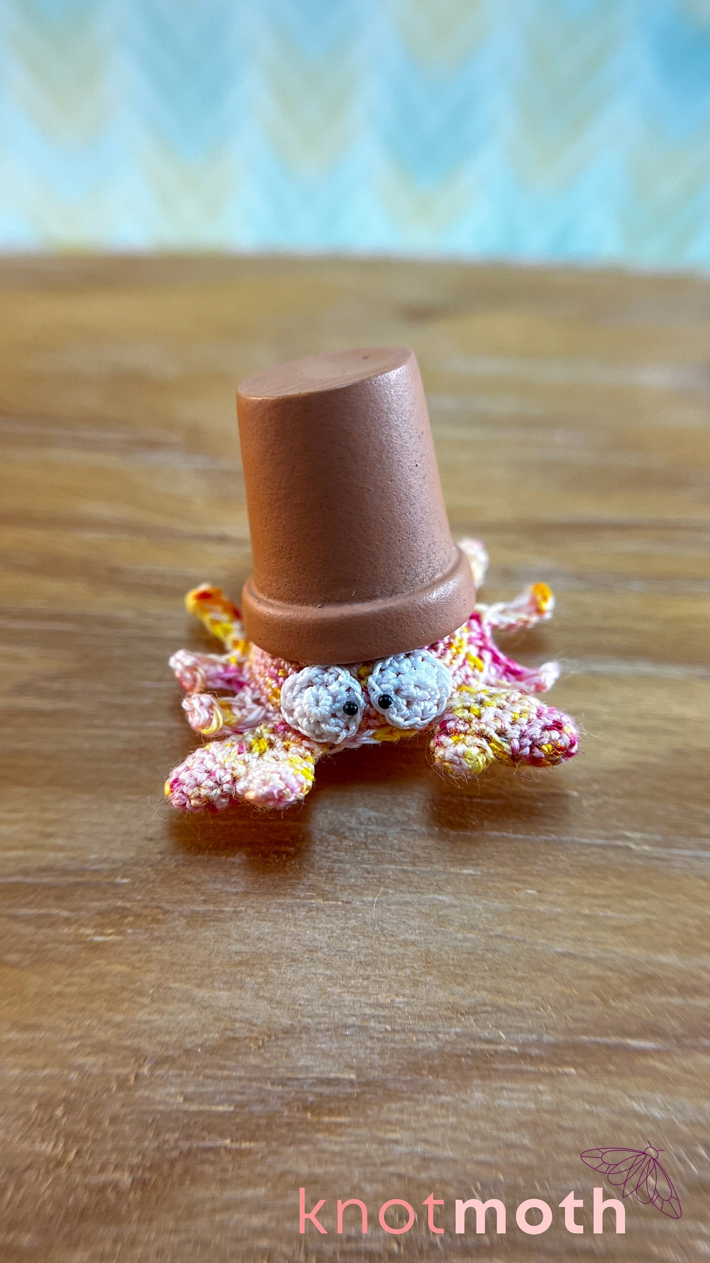Claudia Hermit Crab with a Flower Pot Shell Micro Crochet Magnetic Trinket or Fidget Toy