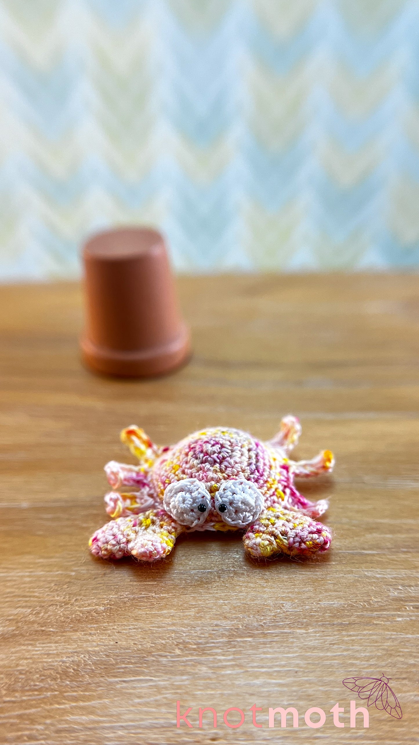 Claudia Hermit Crab with a Flower Pot Shell Micro Crochet Magnetic Trinket or Fidget Toy