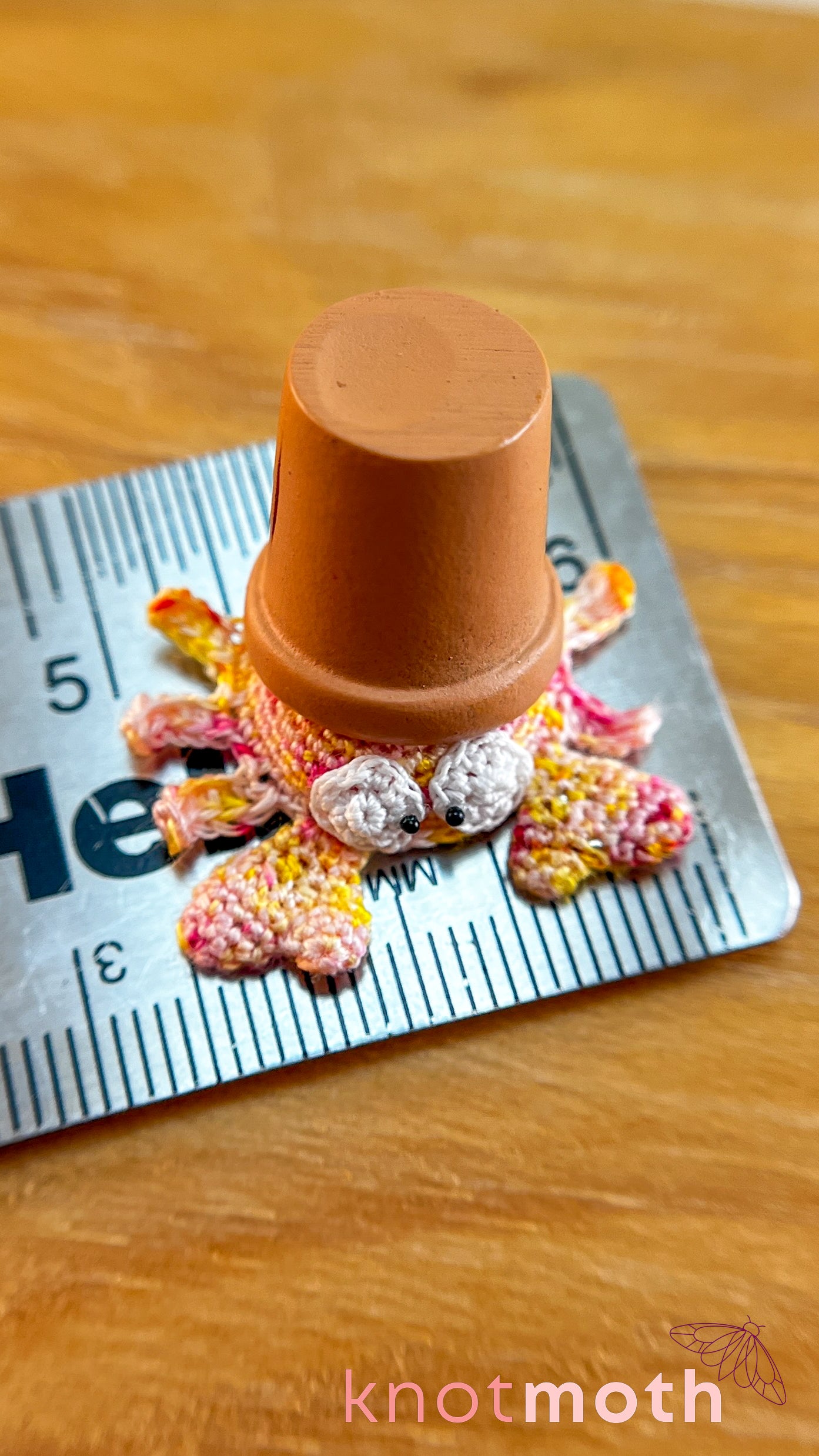 Claudia Hermit Crab with a Flower Pot Shell Micro Crochet Magnetic Trinket or Fidget Toy