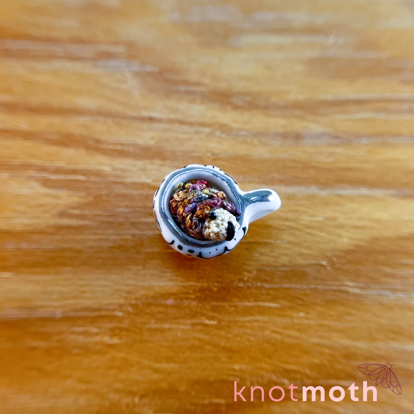 Henry Hedgehog Micro Crochet Magnetic Teacup Trinket