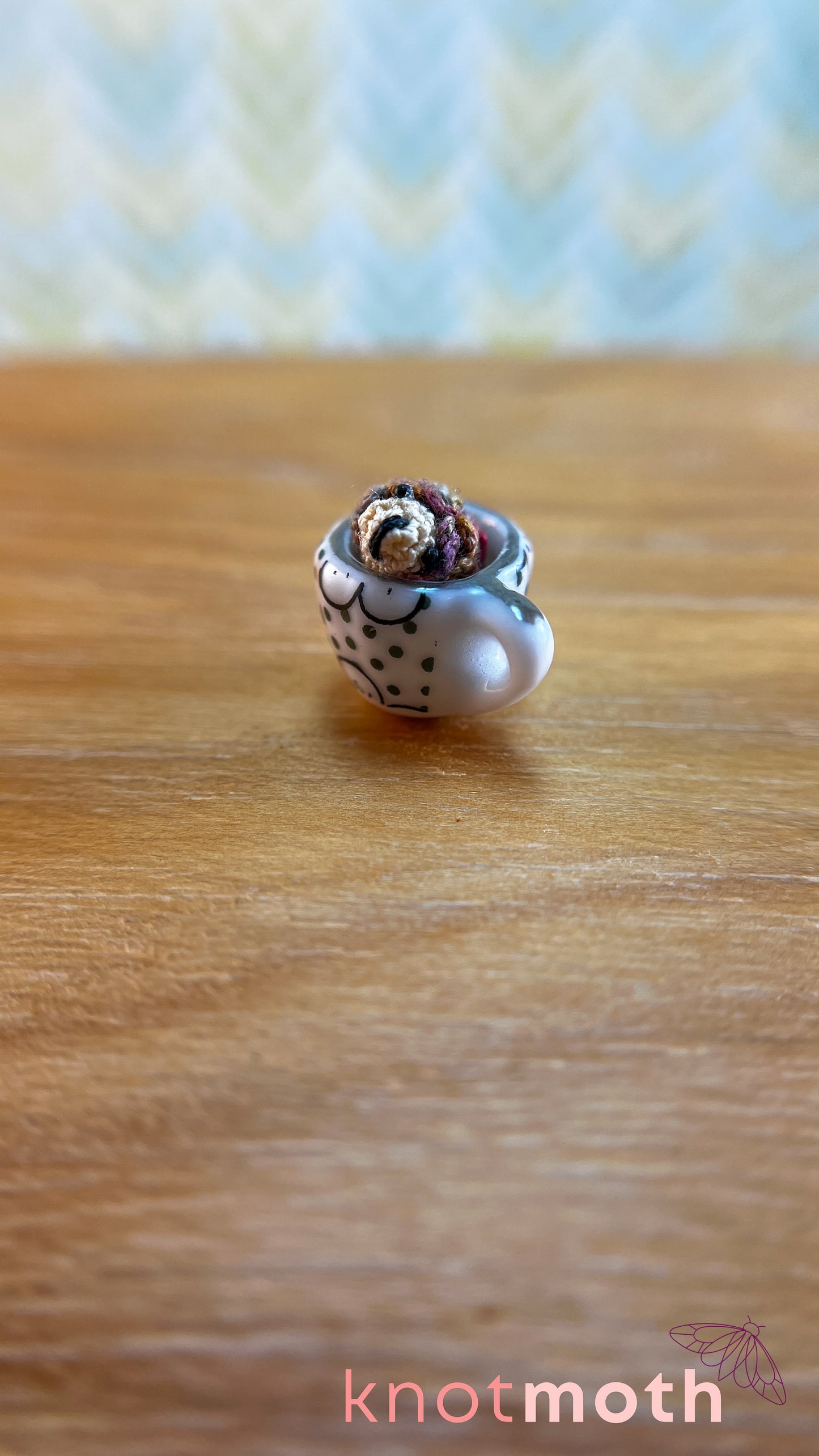 Henry Hedgehog Micro Crochet Magnetic Teacup Trinket