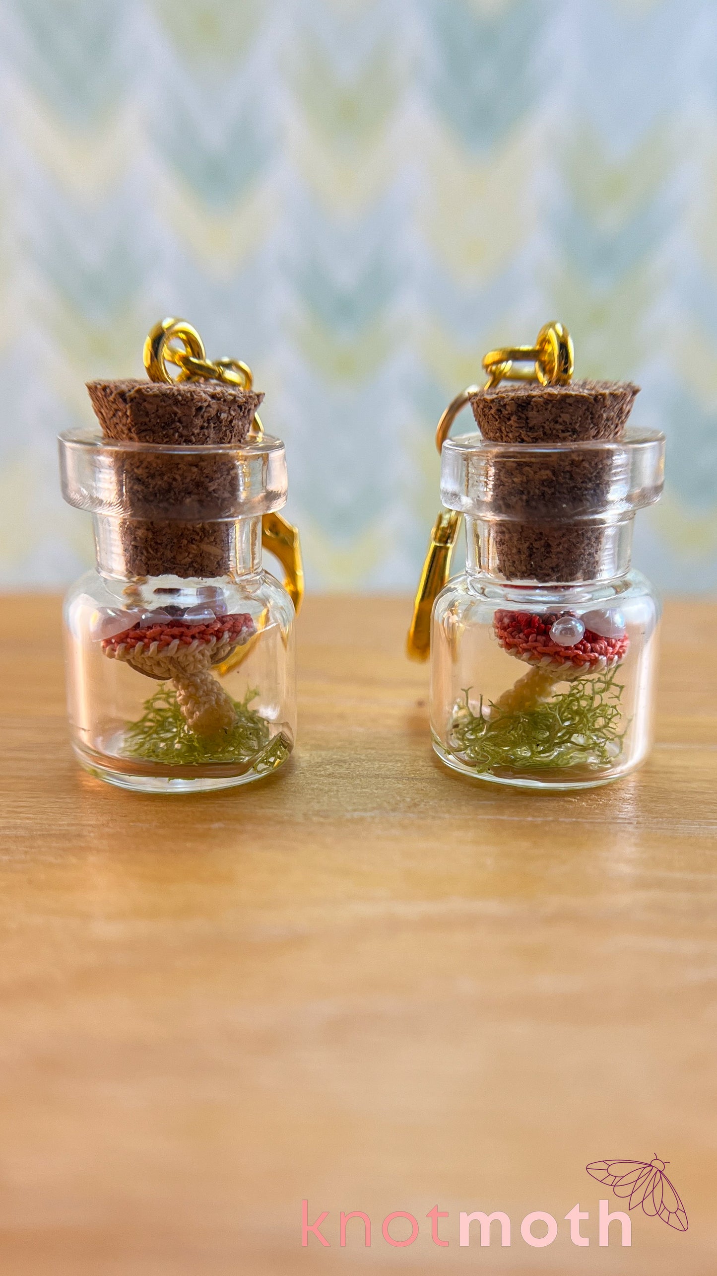 Mushroom Terrarium Micro Crochet Earrings