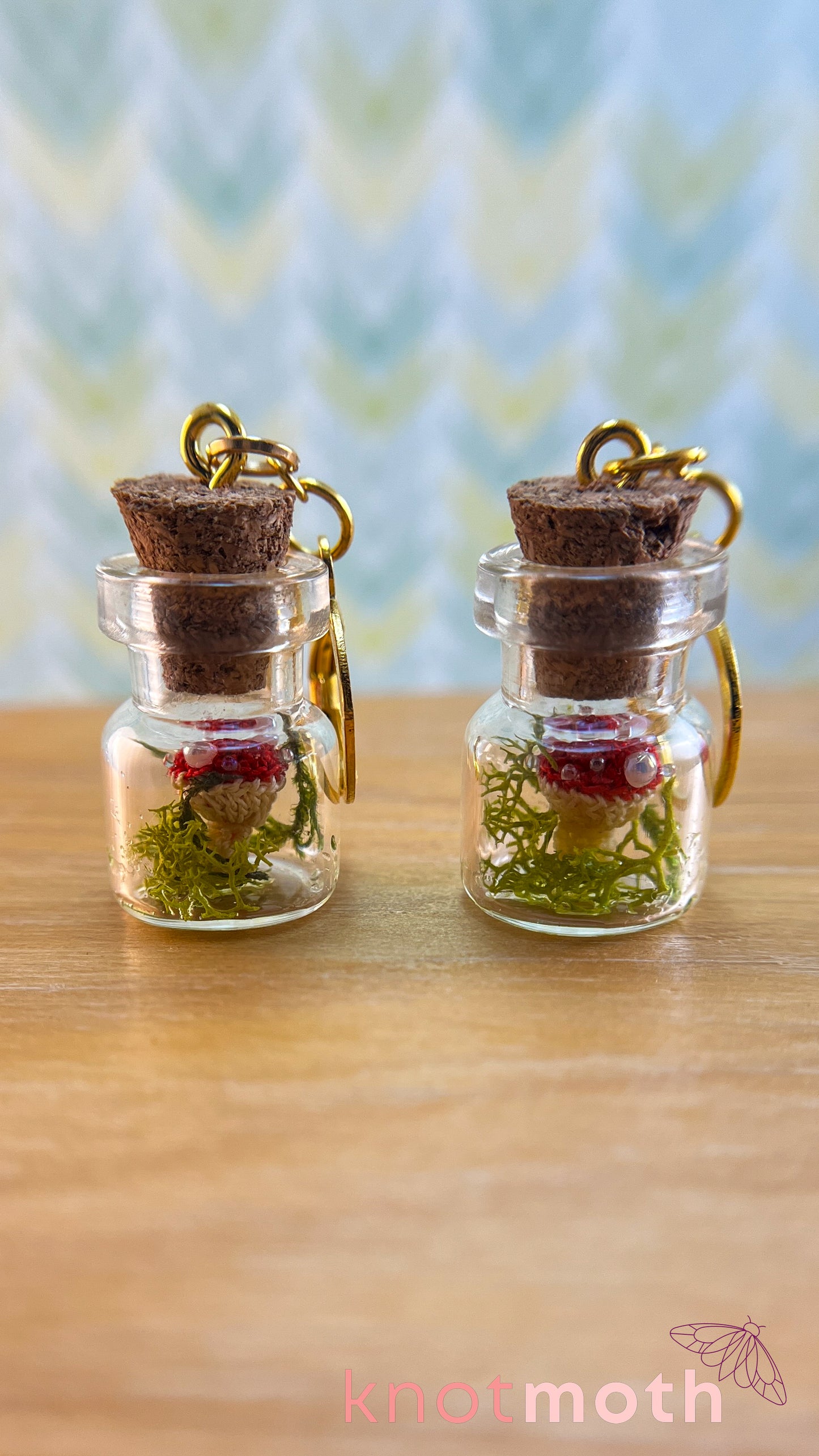 Mushroom Terrarium Micro Crochet Earrings