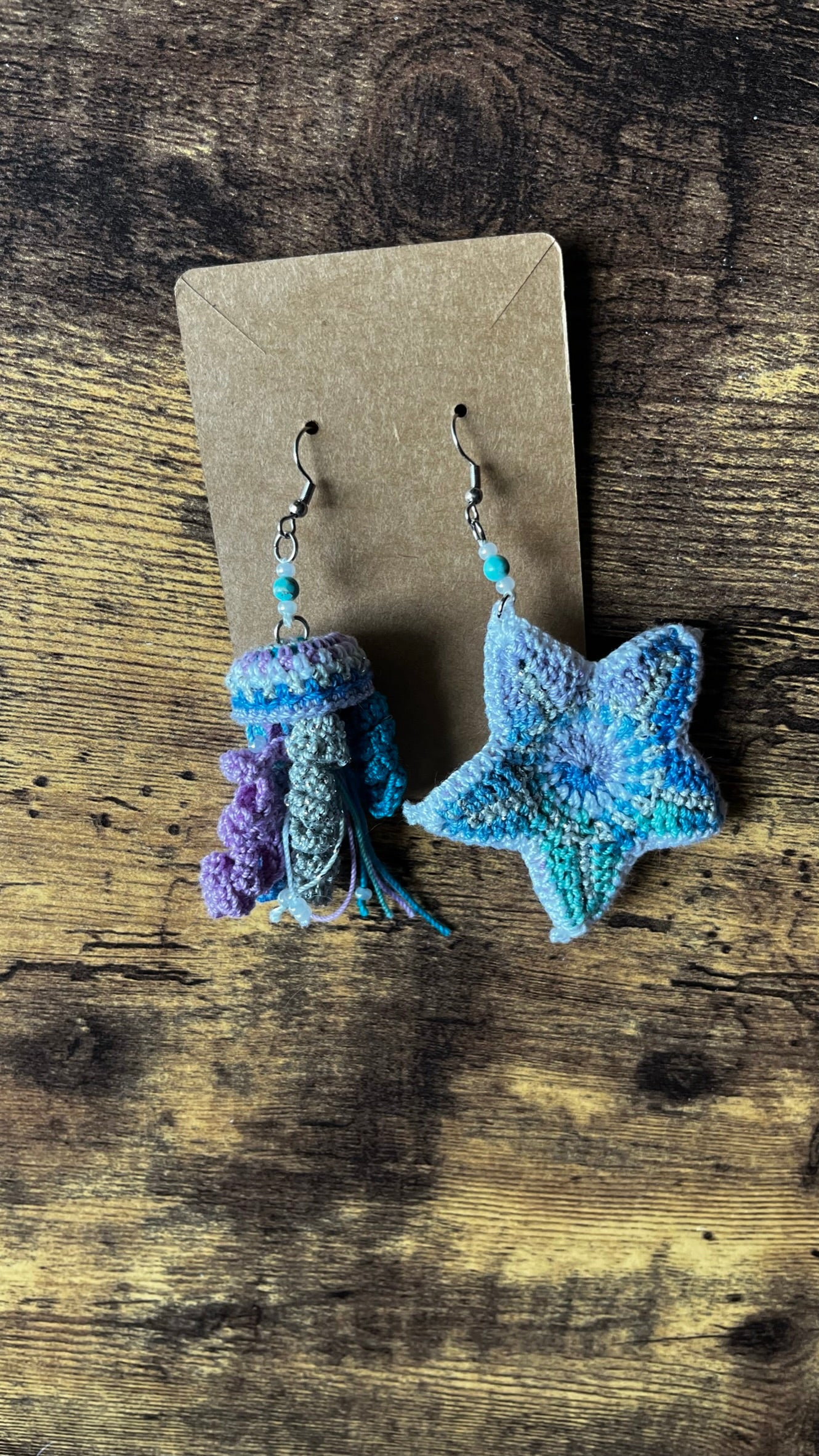 Sea Life Mismatched Micro Crochet Earrings