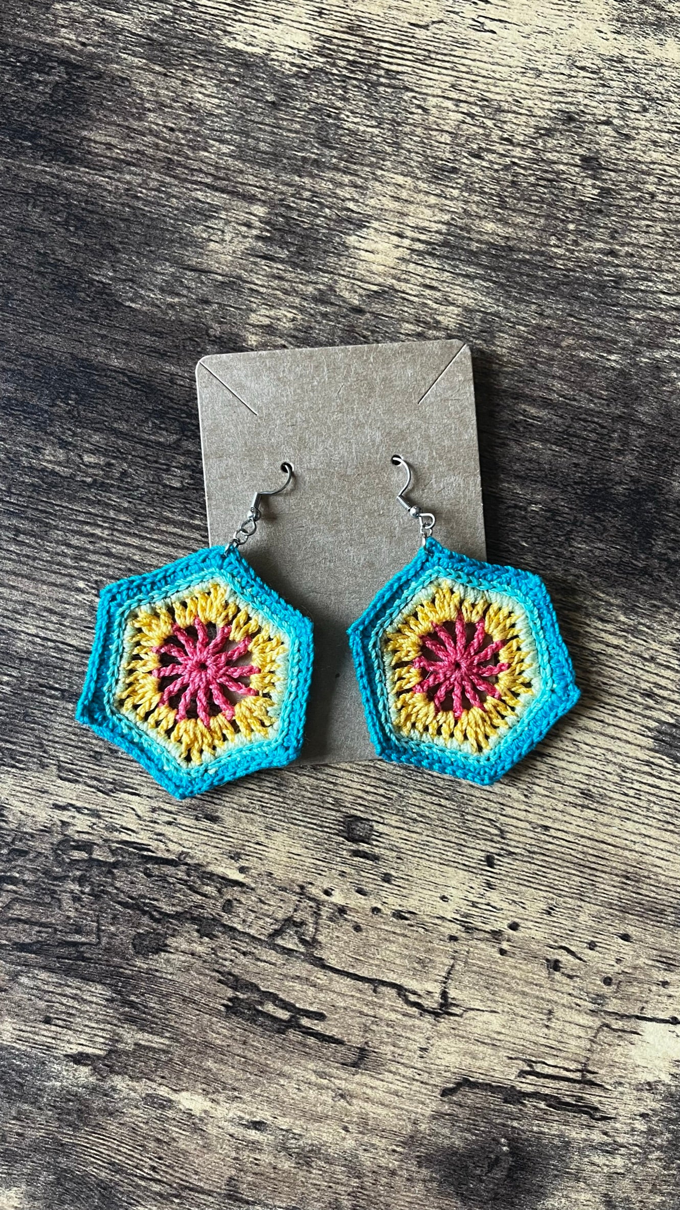 Vibrant Hexagon Earrings