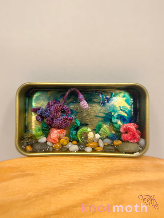 Angel & Algae Angler Fish and Coral Micro Crochet Trinket Tin