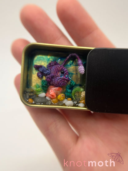 Angel & Algae Angler Fish and Coral Micro Crochet Trinket Tin