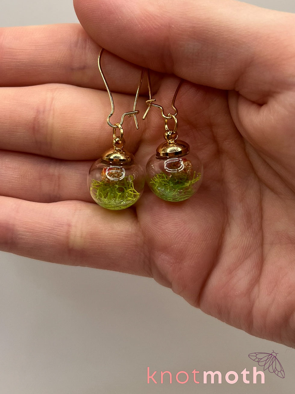 mushroom & moss globe earrings