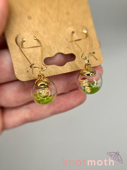 mushroom & moss globe earrings
