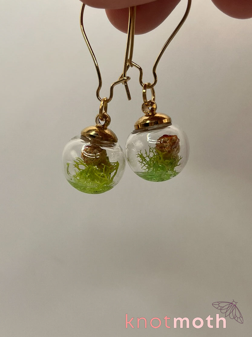 mushroom & moss globe earrings