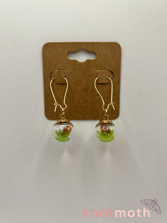 mushroom & moss globe earrings