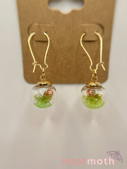 mushroom & moss globe earrings