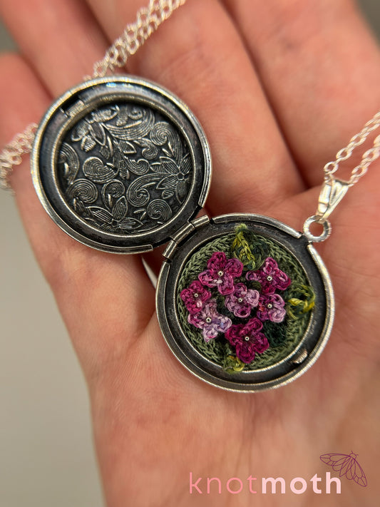 lilac (love) floriography locket