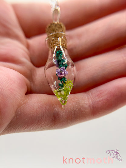 violet & bone micro crochet mini jar necklace