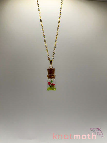 azalea & vertebra micro crochet mini jar necklace