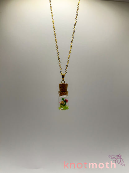 azalea & vertebra micro crochet mini jar necklace