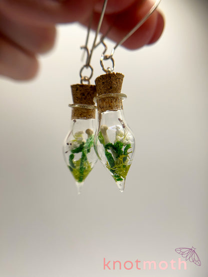 lily & humerus bone micro crochet mini jar earrings